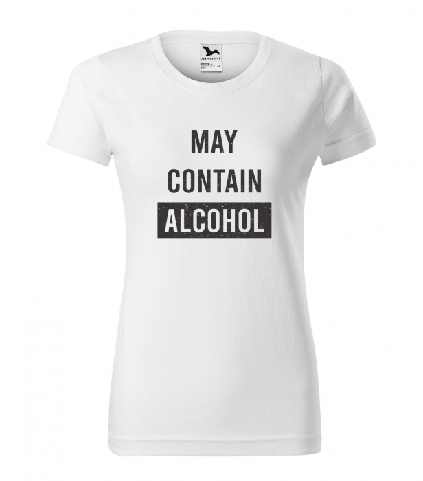 Tricou alb/negru cu mesaj, May Contain Alcohol [1]