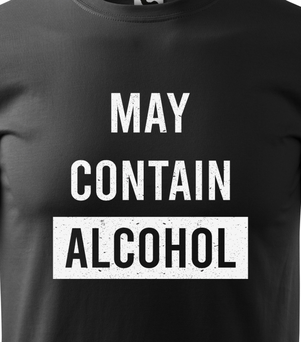 Tricou alb/negru cu mesaj, May Contain Alcohol [2]