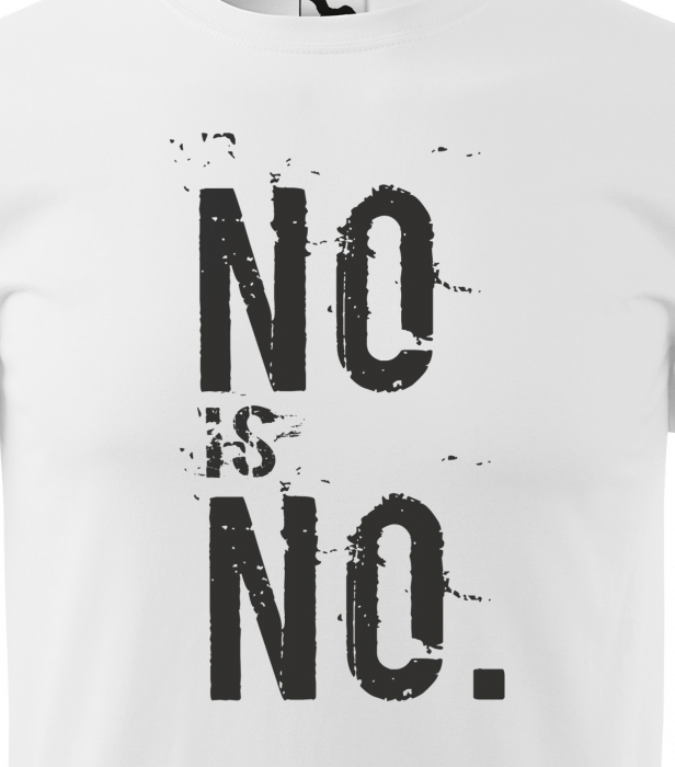 Tricou alb/negru cu mesaj, No is NO [2]