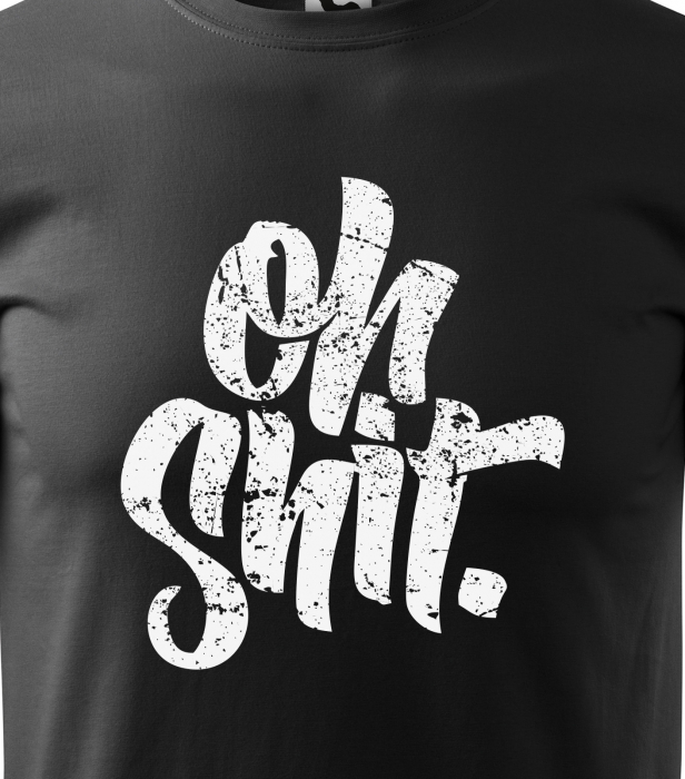 Tricou alb/negru cu mesaj, Oh. Shit! [2]