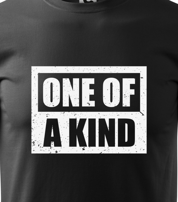 Tricou alb/negru cu mesaj, One of a Kind [2]