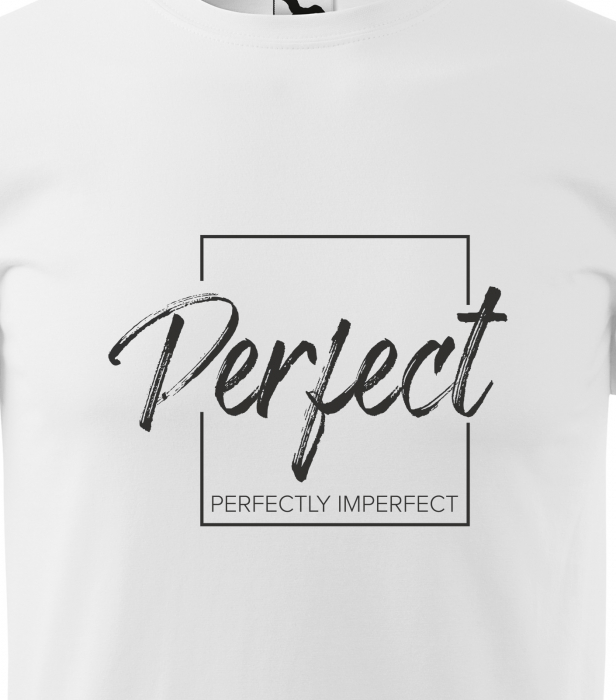 Tricou alb/negru cu mesaj, Perfect [2]
