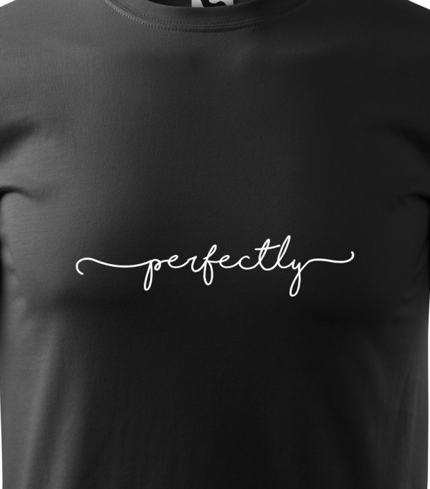 Tricou alb/negru cu mesaj, Perfectly [2]