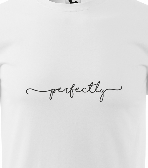 Tricou alb/negru cu mesaj, Perfectly [2]