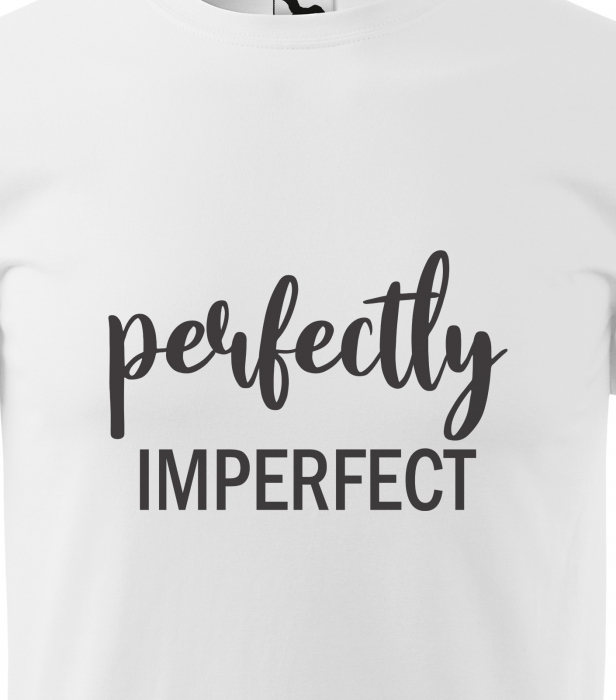 Tricou alb/negru cu mesaj, Perfectly Imperfect [2]