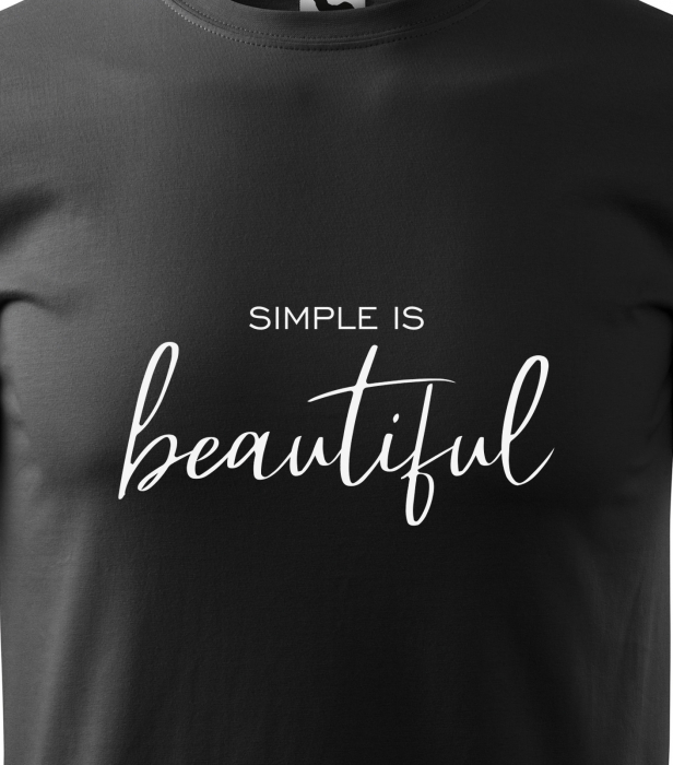 Tricou alb/negru cu mesaj, Simple is Beautiful [2]
