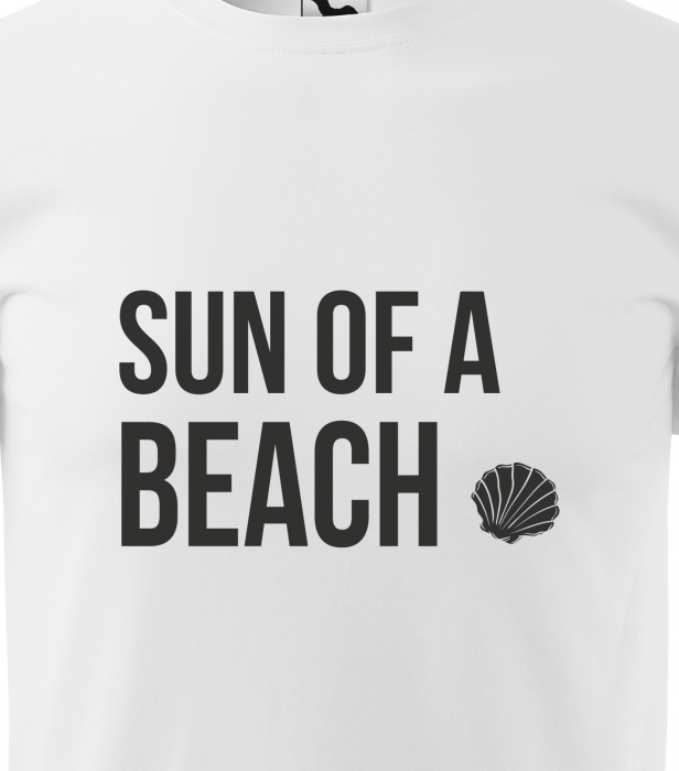 Tricou alb/negru cu mesaj, Sun of a Beach [2]