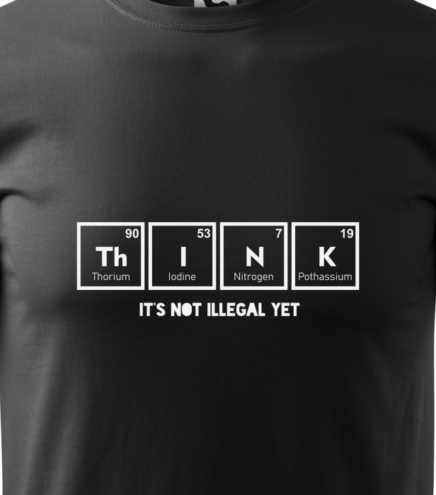 Tricou alb/negru cu mesaj, Think is Not Illegal Yet [2]