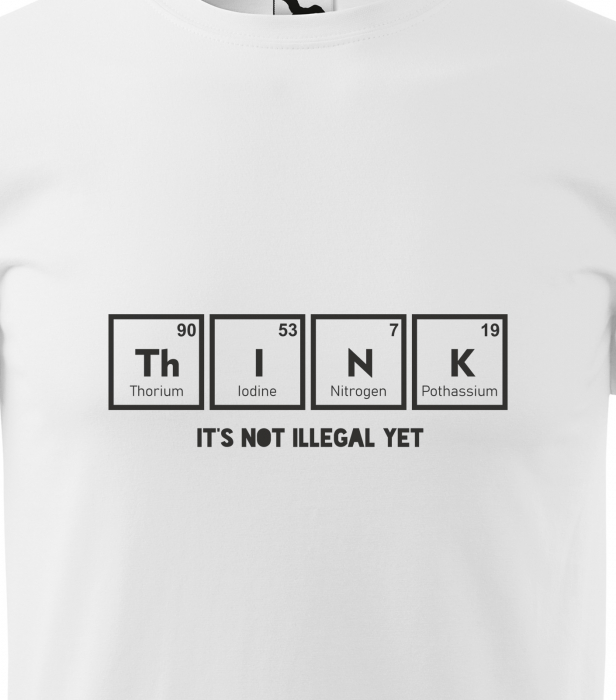 Tricou alb/negru cu mesaj, Think is Not Illegal Yet [2]