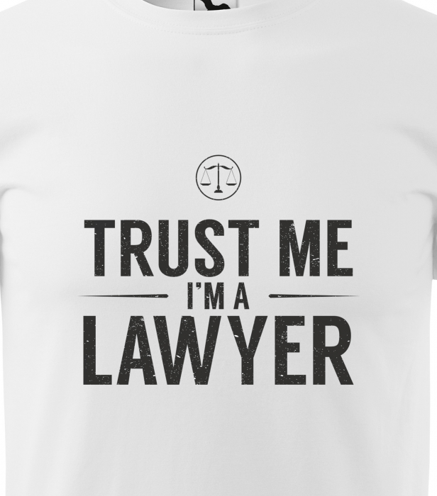 Tricou alb/negru cu mesaj, Trust Me. Im a Lawyer [2]