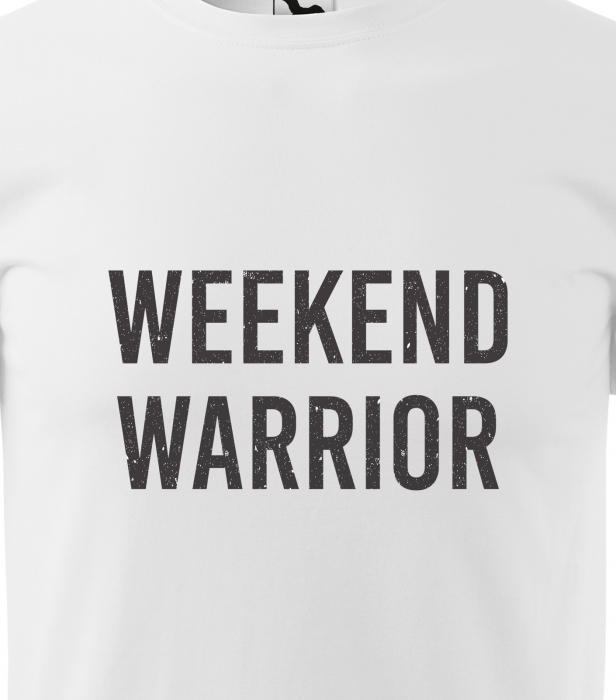 Tricou alb/negru cu mesaj, Weekend Warrior [2]
