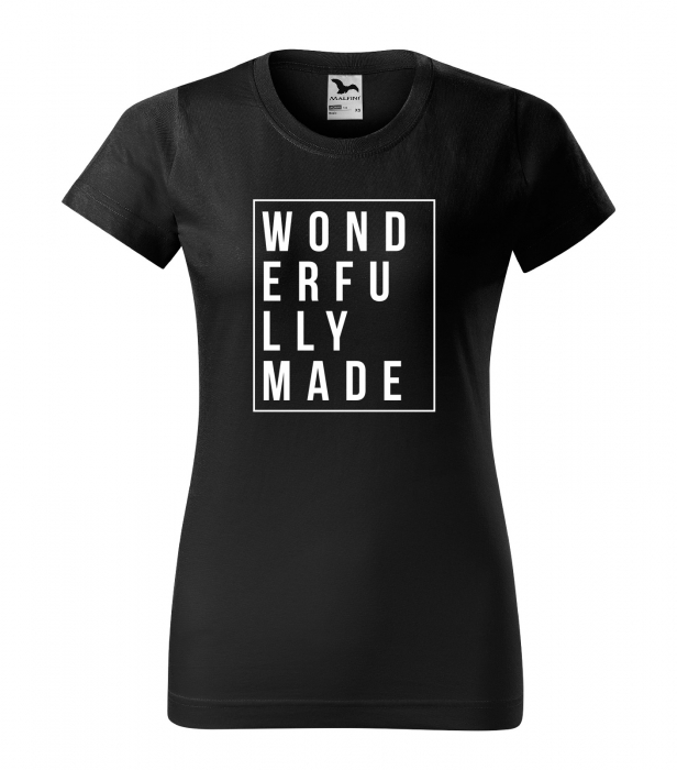 Tricou alb/negru cu mesaj, Wonderfully Made [1]