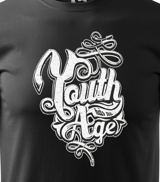 Tricou alb/negru cu mesaj, Youth Has no Age [2]