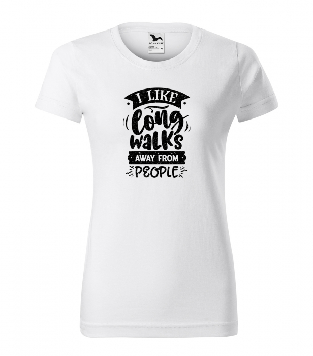 Tricou cu mesaj haios anti-social, idee de cadou, I Like Long Walks, Away From People [1]