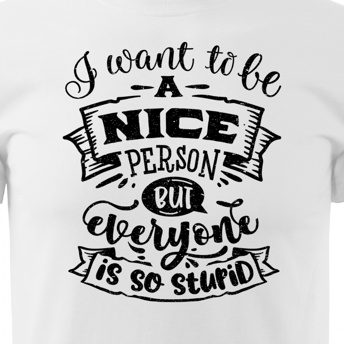 Tricou cu mesaj haios anti-social, idee de cadou, I Want to be a Nice Person [2]