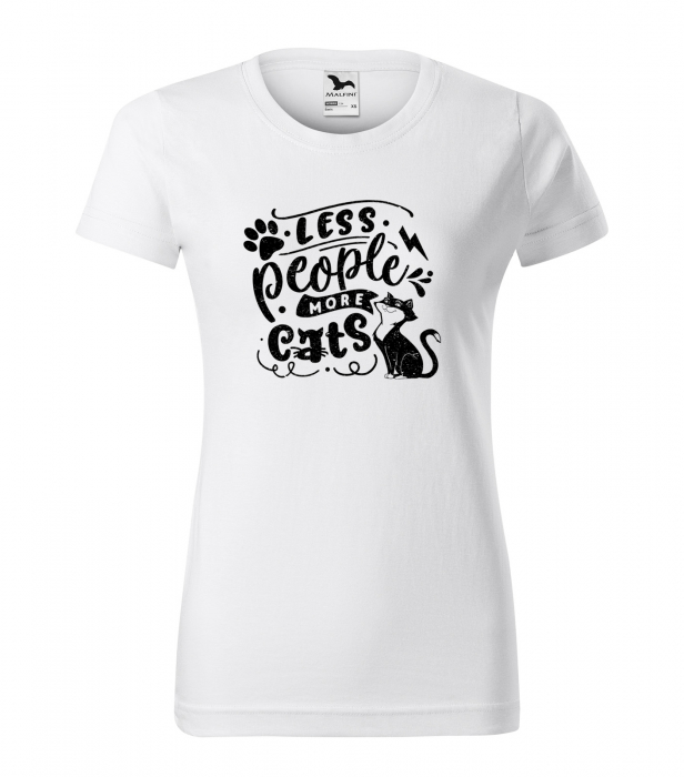 Tricou cu mesaj haios anti-social, idee de cadou, Less People, More Cats [1]