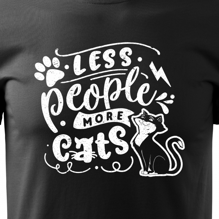 Tricou cu mesaj haios anti-social, idee de cadou, Less People, More Cats [2]