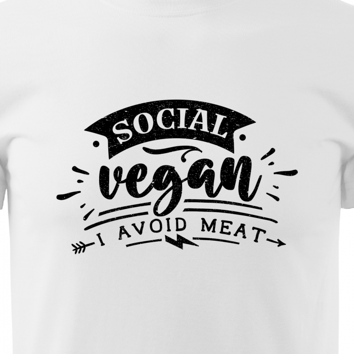 Tricou cu mesaj haios anti-social, idee de cadou, Social Vegan, I Avoid Meat [2]