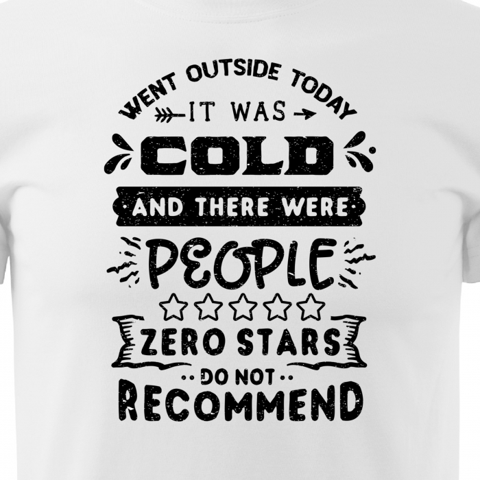 Tricou cu mesaj haios anti-social, idee de cadou, Went Outside. It Was Cold And People. Not Recommended [2]