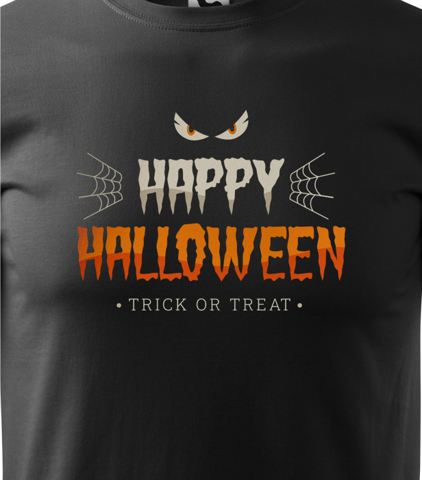 Detaliu Tricou Halloween Night (Noaptea de Halloween) cu ochi și pânză de păianjen [3]