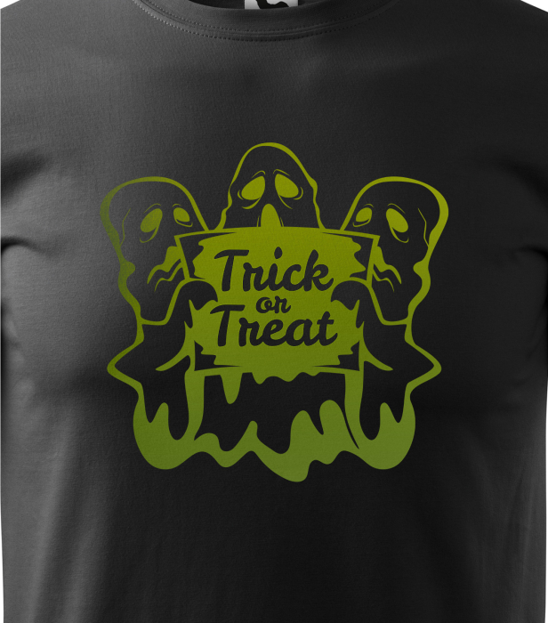 Detaliu Tricou Halloween The Tree Ghosts (Fantome Copac) cu efect neon [3]