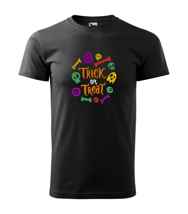 Detaliu Tricou Halloween Trick or Treat Colourful cu grafică în culori neon [2]