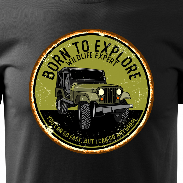 Tricou, idee de cadou, pentru cei pasionati de offroad, Born to Explore. Wildlife Expert [2]