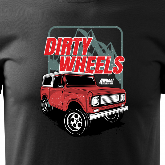Tricou, idee de cadou, pentru cei pasionati de offroad, Dirty Wheels. 4x4 Power [2]