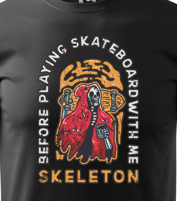 Tricou, idee de cadou, pentru pasionatii de skateboard, Ask Skeleton to Play [2]