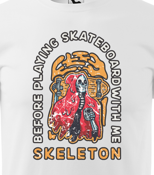 Tricou, idee de cadou, pentru pasionatii de skateboard, Ask Skeleton to Play [2]