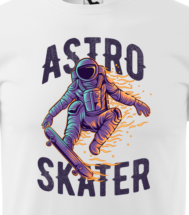 Tricou, idee de cadou, pentru pasionatii de skateboard, AstroSkater in Flames [2]