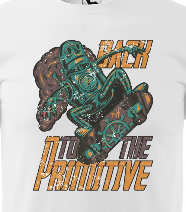 Tricou, idee de cadou, pentru pasionatii de skateboard, Back to The Primitive [2]