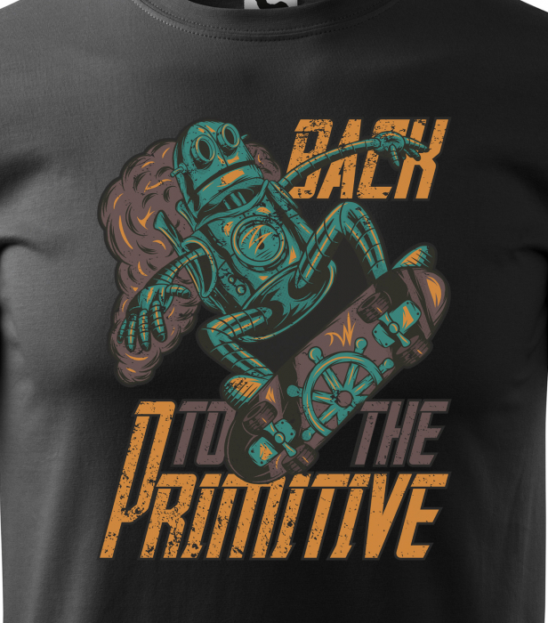 Tricou, idee de cadou, pentru pasionatii de skateboard, Back to The Primitive [2]