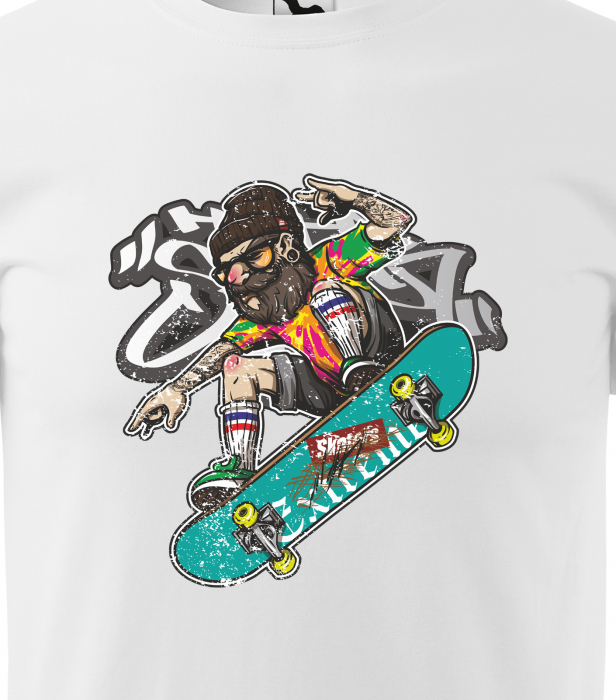 Tricou, idee de cadou, pentru pasionatii de skateboard, Beard and Beannie Skater [2]