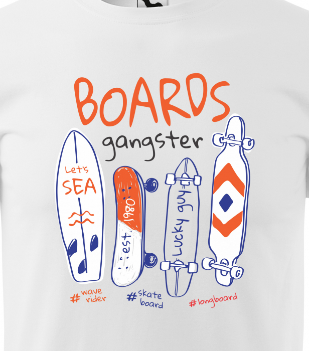 Tricou, idee de cadou, pentru pasionatii de skateboard, Boards Gangster [2]