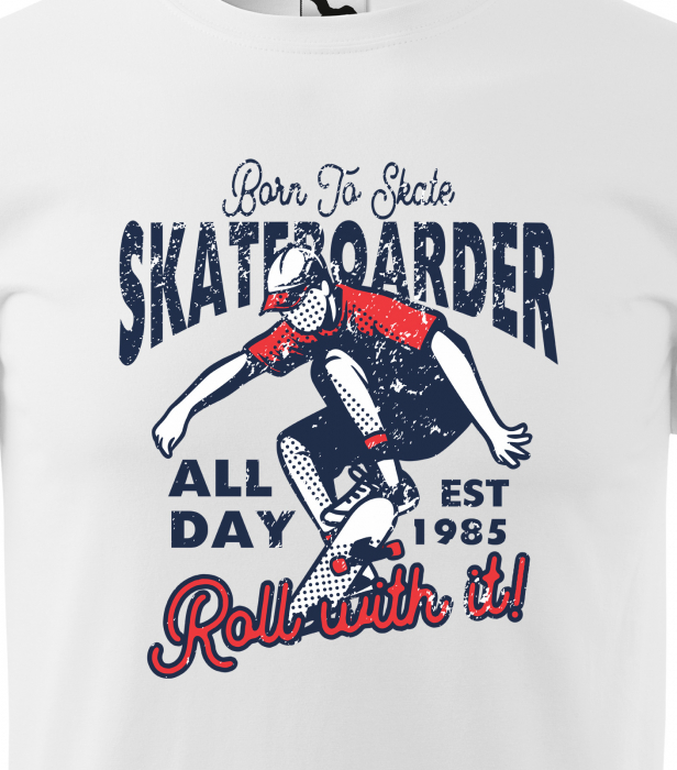 Tricou, idee de cadou, pentru pasionatii de skateboard, Born to Skate All Day [2]