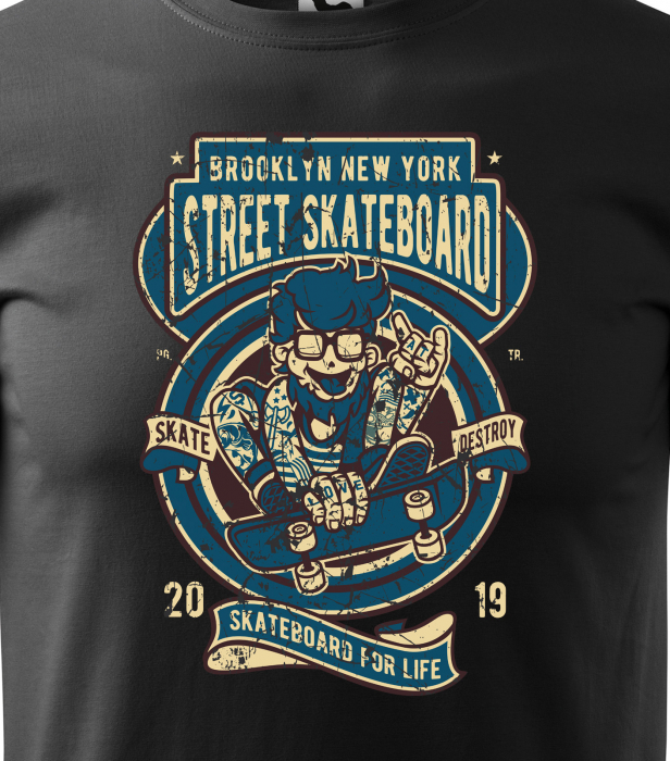 Tricou, idee de cadou, pentru pasionatii de skateboard, Brooklyn Street Skateboarding [2]