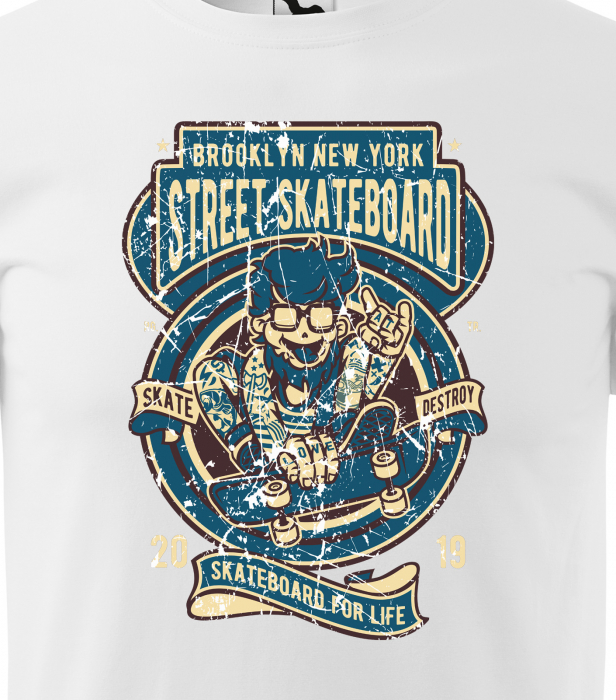 Tricou, idee de cadou, pentru pasionatii de skateboard, Brooklyn Street Skateboarding [2]