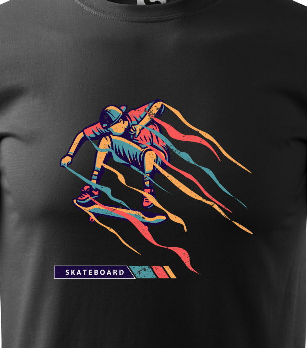 Tricou, idee de cadou, pentru pasionatii de skateboard, Colorfull Skater [2]