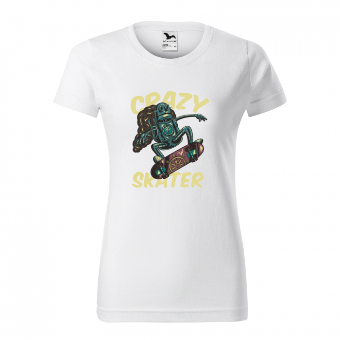 Tricou, idee de cadou, pentru pasionatii de skateboard, Crazy Robot Skater [1]