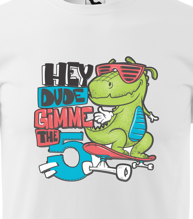 Tricou, idee de cadou, pentru pasionatii de skateboard, Hey Dude Gimme 5 [2]