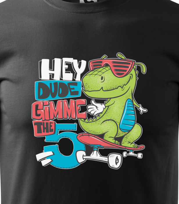 Tricou, idee de cadou, pentru pasionatii de skateboard, Hey Dude Gimme 5 [2]
