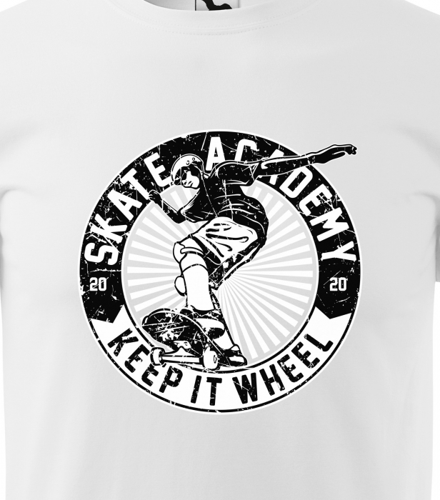 Tricou, idee de cadou, pentru pasionatii de skateboard, Keep it Wheel Academy [2]