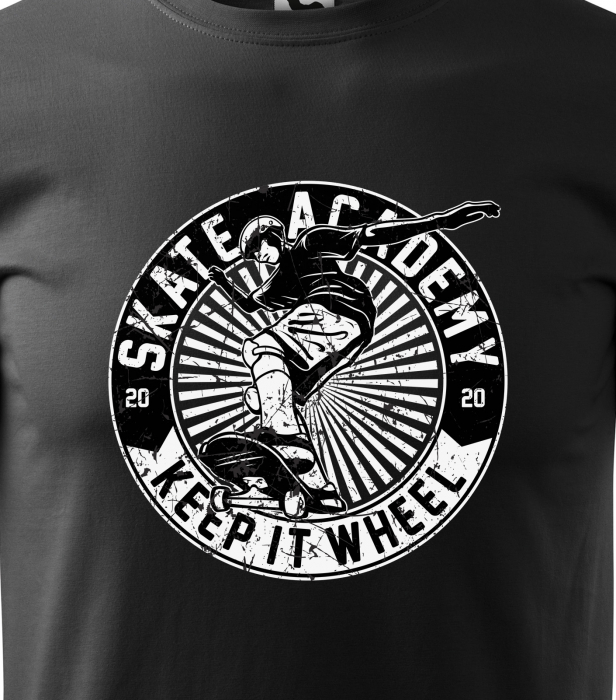 Tricou, idee de cadou, pentru pasionatii de skateboard, Keep it Wheel Academy [2]