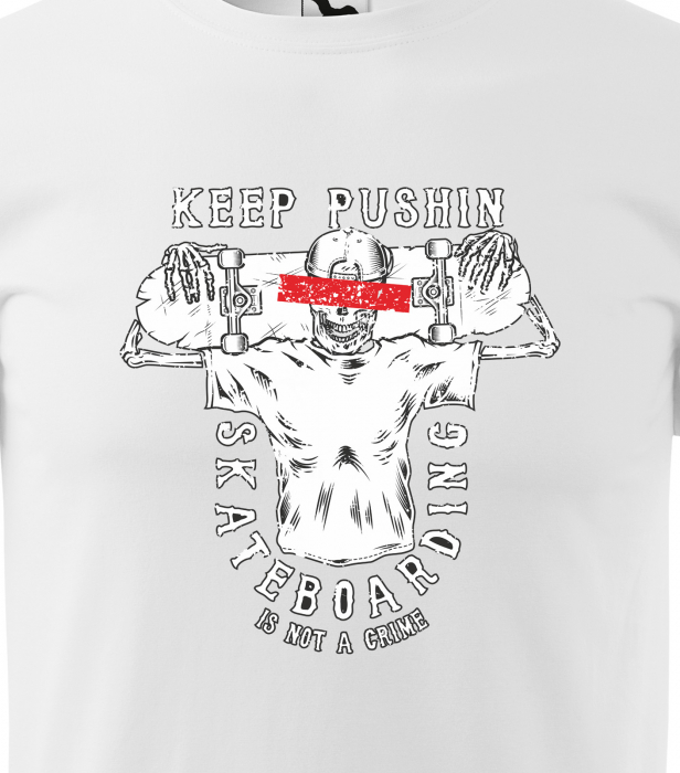 Tricou, idee de cadou, pentru pasionatii de skateboard, Keep Pushing [2]
