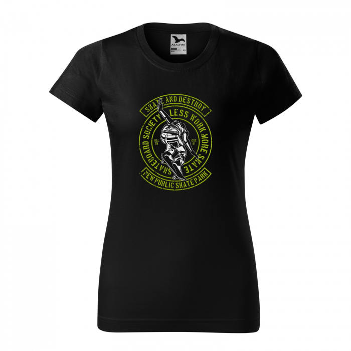 Tricou, idee de cadou, pentru pasionatii de skateboard, Less Work More Skate [1]