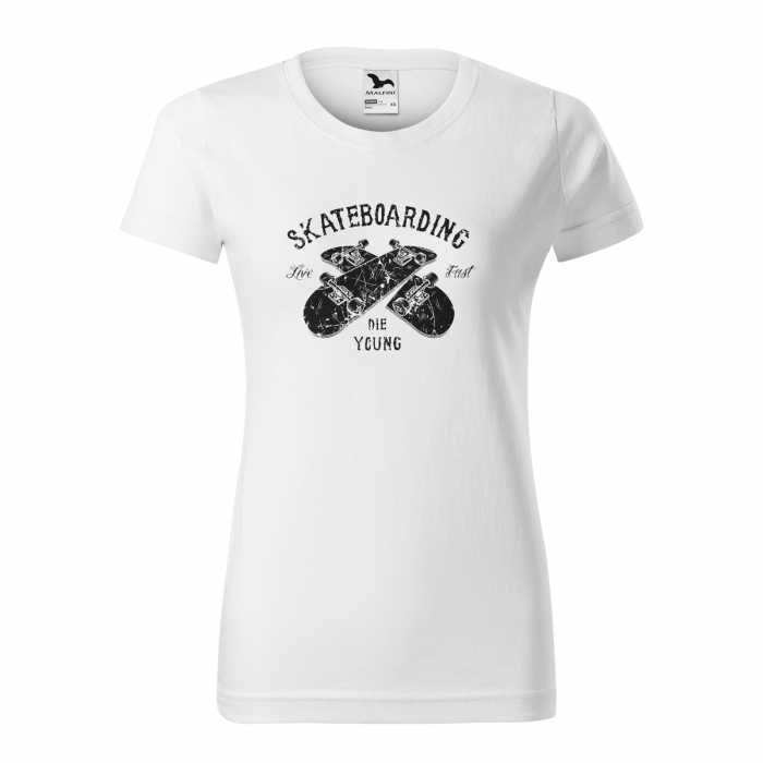 Tricou, idee de cadou, pentru pasionatii de skateboard, Live Fast Die Young [1]