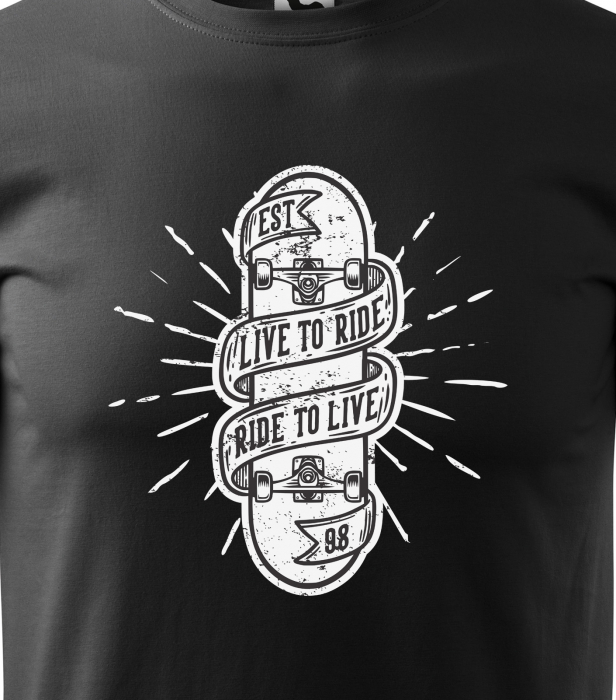Tricou, idee de cadou, pentru pasionatii de skateboard, Live to Ride [2]