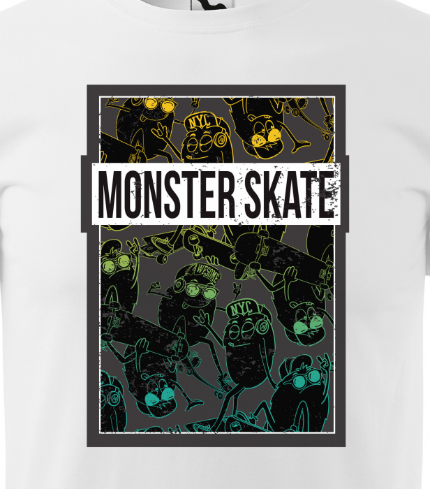 Tricou, idee de cadou, pentru pasionatii de skateboard, Monster Skaters [2]