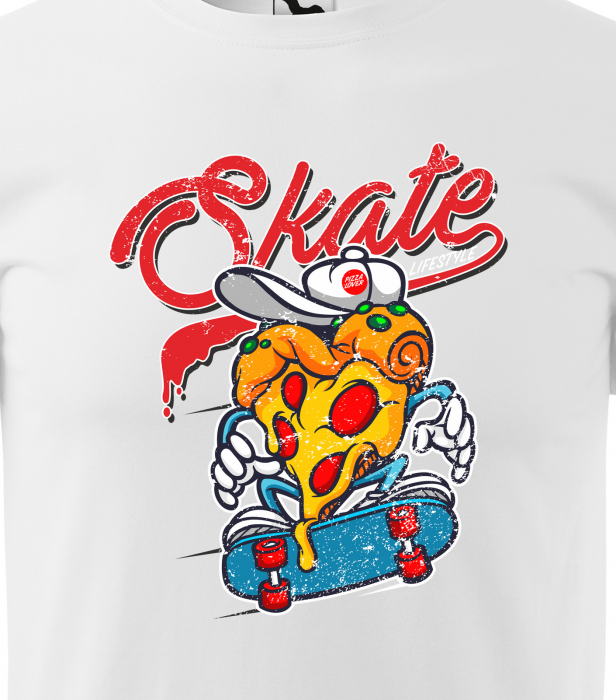 Tricou, idee de cadou, pentru pasionatii de skateboard, Pizza Lover Skater [2]